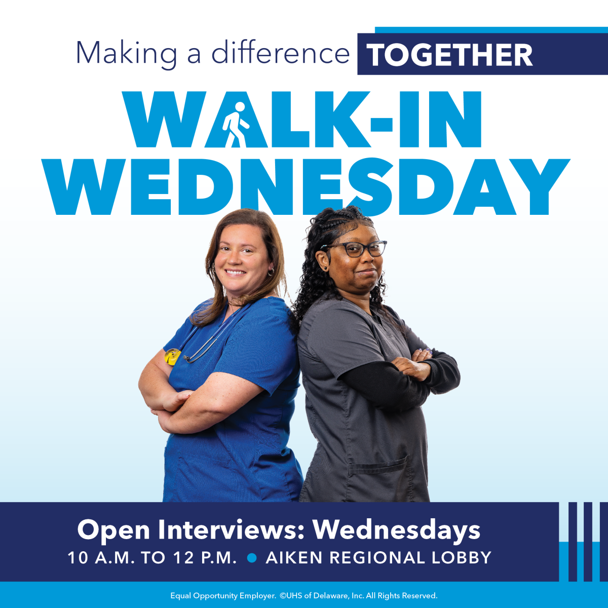 Walk-In Wednesday Graphic featuring message "making a difference together"
