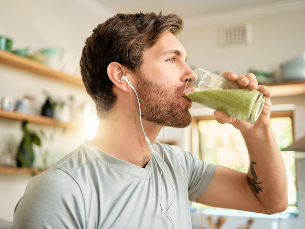 Man drinking a smoothie