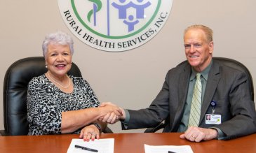 Carolyn Emanuel-McClain, CEO of Rural Health Services, and James O'Loughlin, CEO of Aiken Regional Medical Centers.