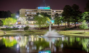 Exterior view of Aiken Regional at night
